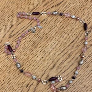 Elegant Pink and Silver Beaded Necklace